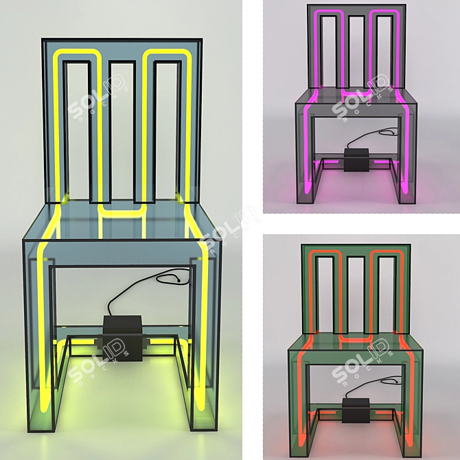 Modern LED Chair 3D model image 2