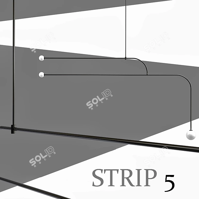 Sleek Strip 5 Pendant Light 3D model image 1
