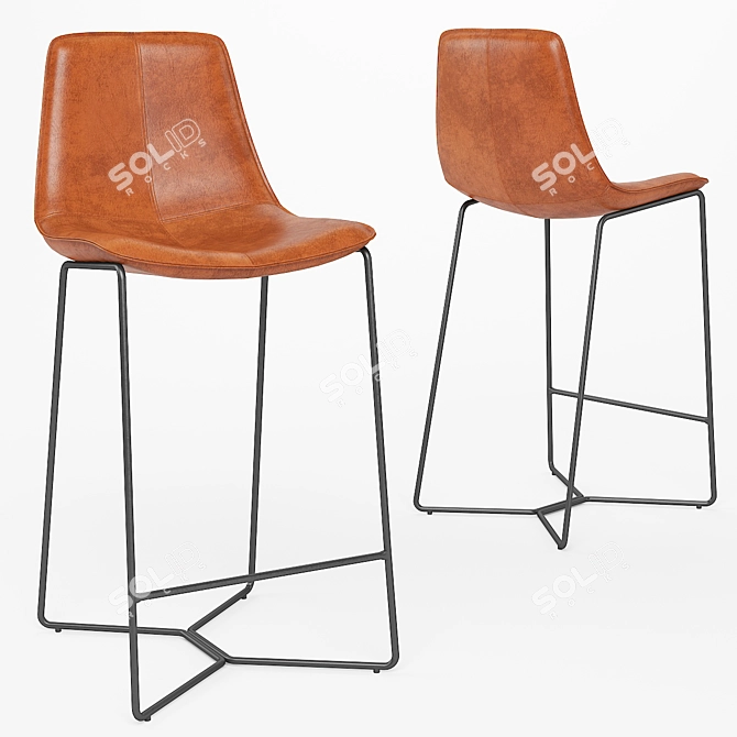 Modern Slope Leather Bar Stool 3D model image 1