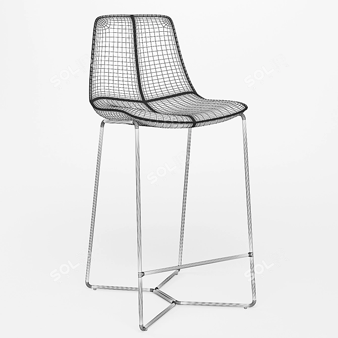 Modern Slope Leather Bar Stool 3D model image 3