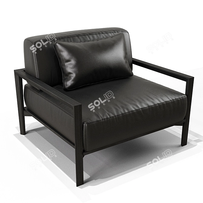 Luxury Leather Armchair with Armrests 3D model image 1