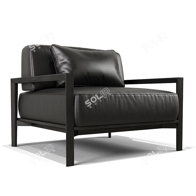 Luxury Leather Armchair with Armrests 3D model image 2