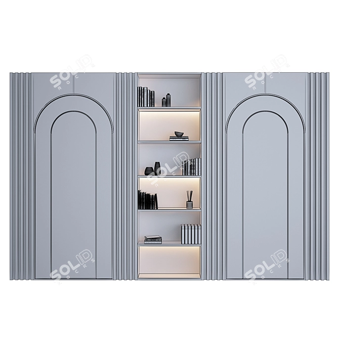 Wooden & Marble Shelf - Elegant and Functional 3D model image 2