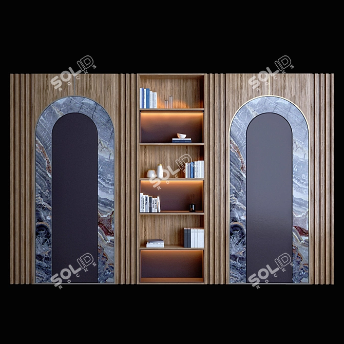 Wooden & Marble Shelf - Elegant and Functional 3D model image 3