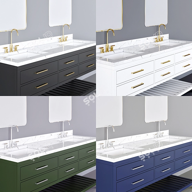 HUTTON Bathroom Furniture Set 3D model image 3