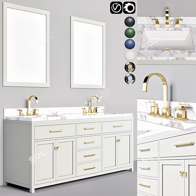 Contemporary HUTTON Bathroom Furniture Set 3D model image 1