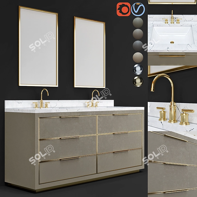 Luxury Shagreen Bathroom Furniture 3D model image 1