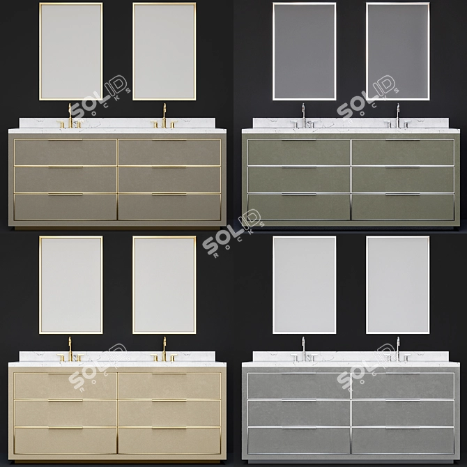 Luxury Shagreen Bathroom Furniture 3D model image 2