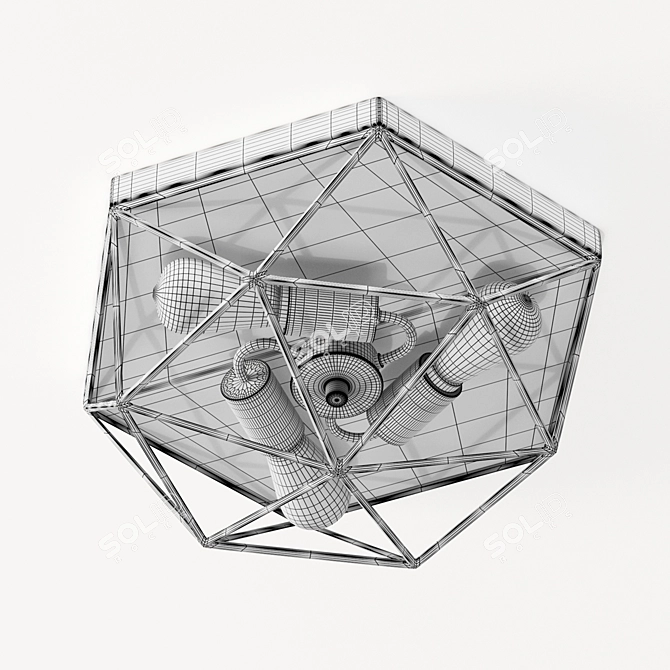 Prismatic Metal Cage Pendant 3D model image 3