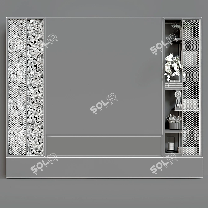 Modern Fireplace with Wood Storage and Shelves 3D model image 3