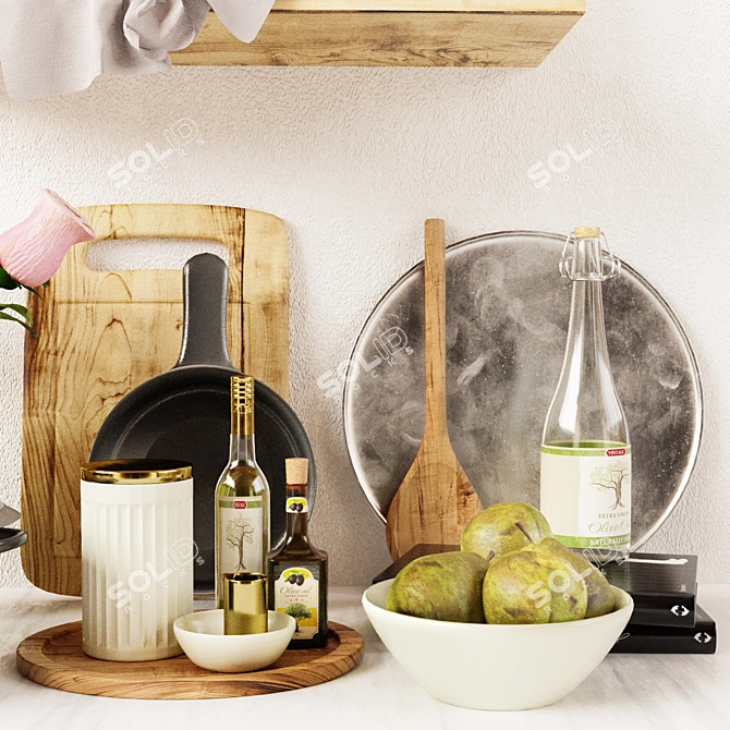 Elegant Kitchen Decor Set 3D model image 2