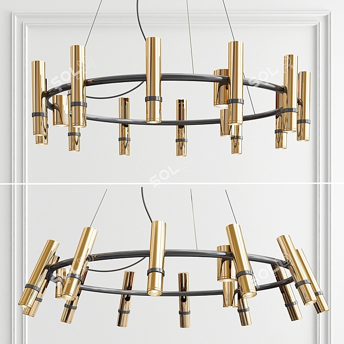 Modern React R Chandelier - Elegant Illumination 3D model image 1