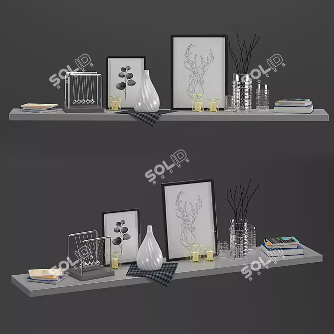 Elegant Candle Decor Set 3D model image 1