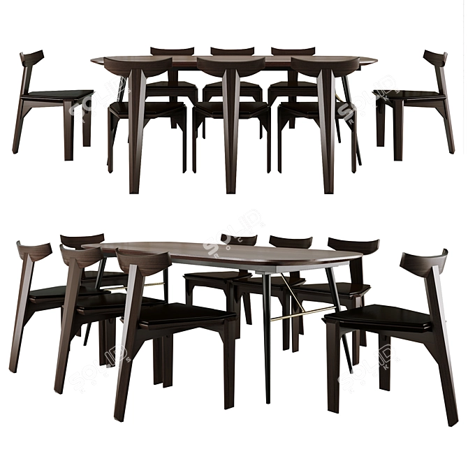 Elegant Verona Dining Table & Samurai Chair 3D model image 1