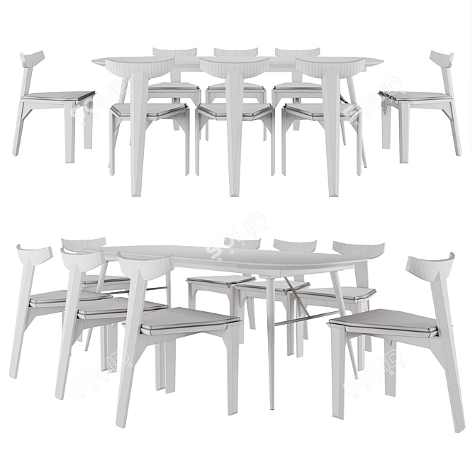 Elegant Verona Dining Table & Samurai Chair 3D model image 2