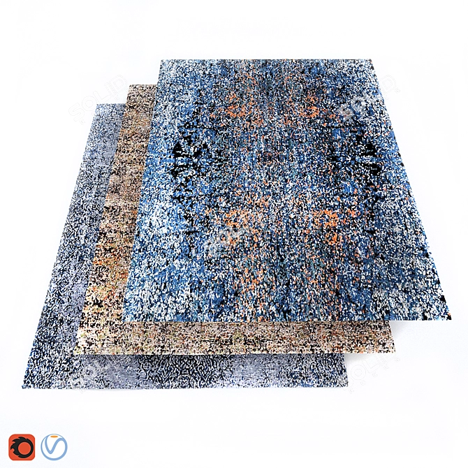 Silk & Wool Blend Nepalese Carpets 3D model image 1