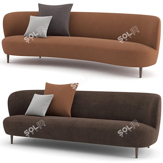 Modern Wood Base Stay Sofa 3D model image 1