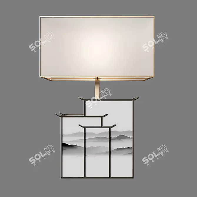 Elegant Chinese Table Lamp 3D model image 1