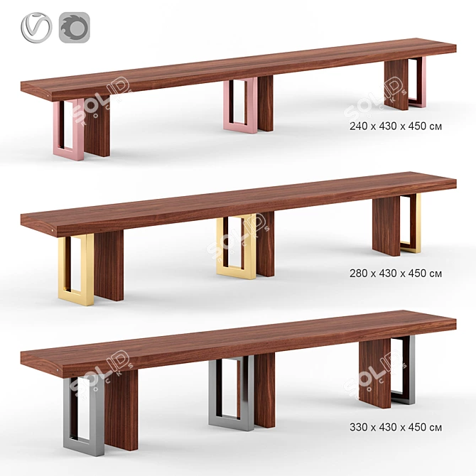 6-Piece Luxury Bench: IL PEZZO 3D model image 1