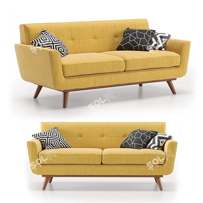 Vibrant Citrus Engage Loveseat: Stylish Comfort for Any Space 3D model image 1