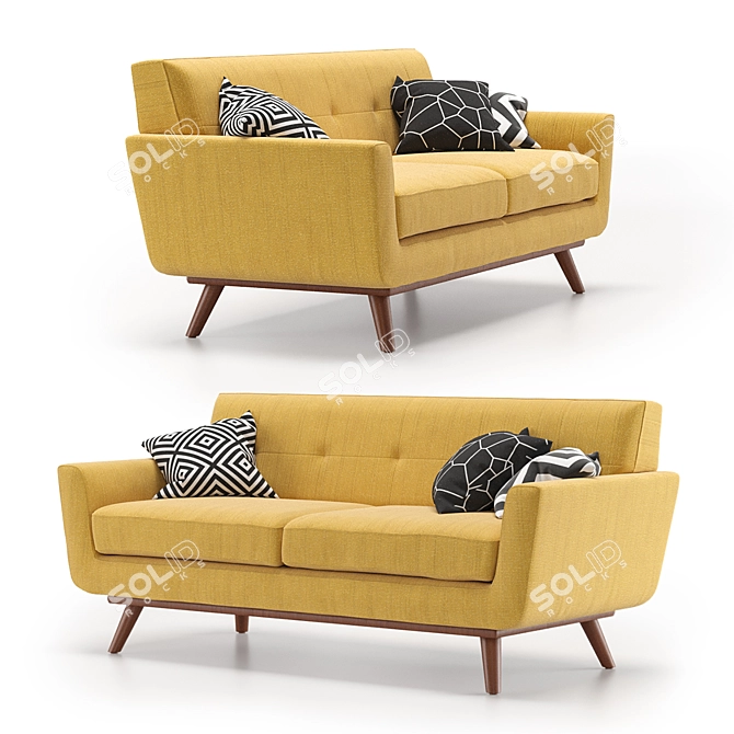 Vibrant Citrus Engage Loveseat: Stylish Comfort for Any Space 3D model image 2