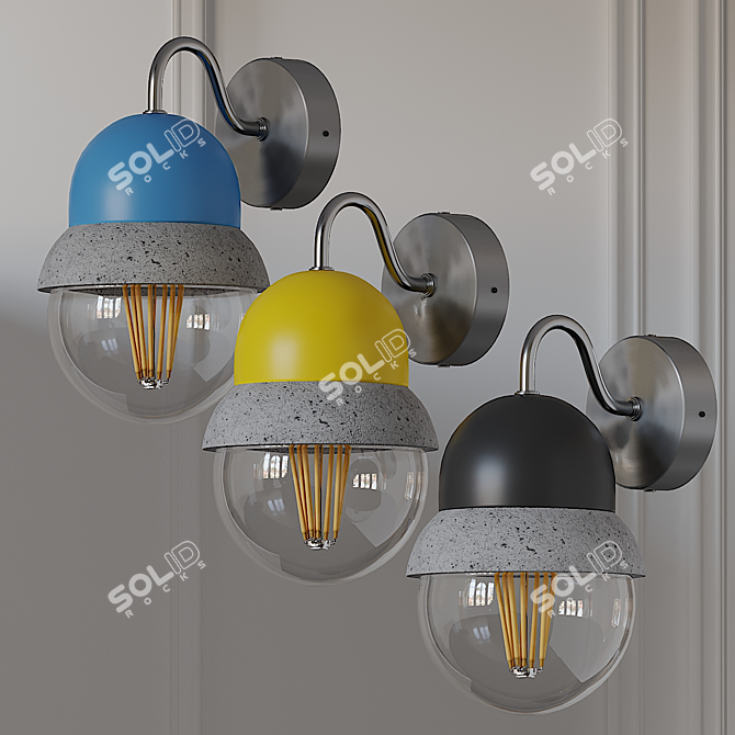 Maayan Wall Lamp: Lightweight Concrete Elegance 3D model image 1