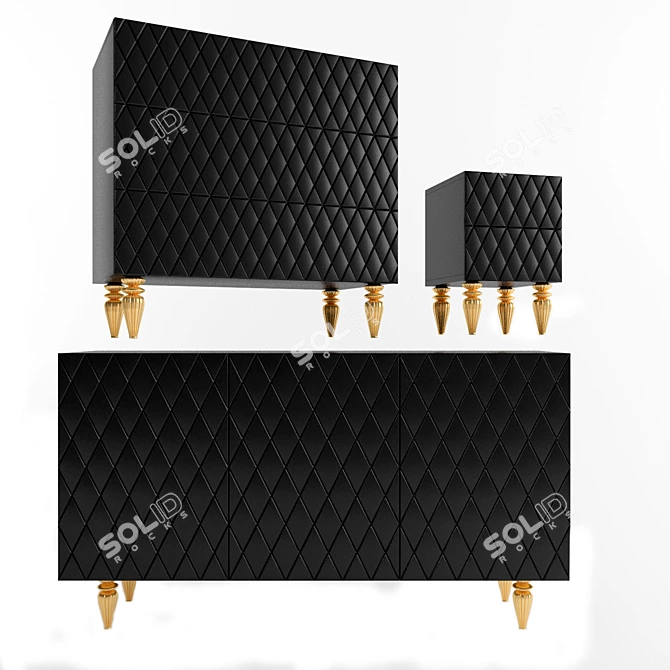 Elegant Tivoli Black Chests 3D model image 1