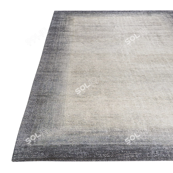 Elegant Bamboo Corner Rug - Charcoal Blue 3D model image 2