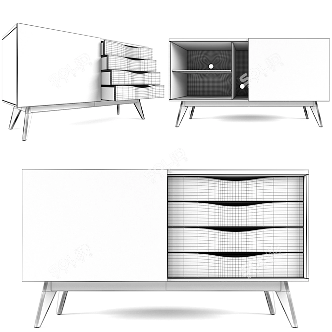 Avon Woodman Lacquered Sideboard 3D model image 3