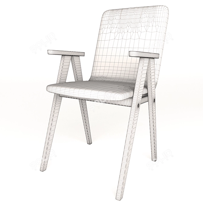 Sesame & Walnut: Modern Dining Chair 3D model image 2
