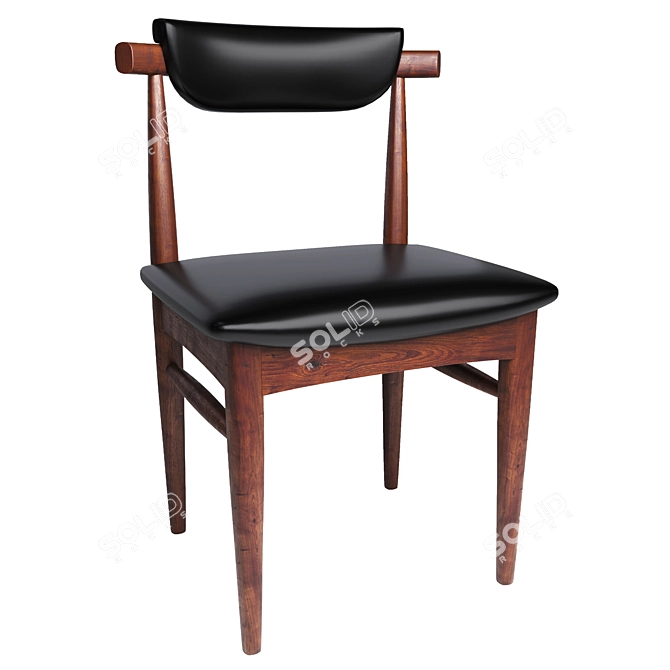 Custom Leather and Wood Chair 3D model image 1