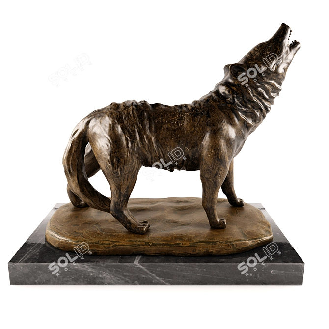 Majestic Wolf Statue 3D model image 1