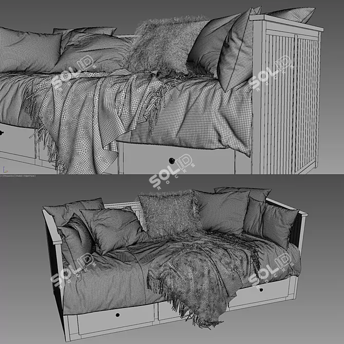 HEMNES Day Bed with 3 Drawers 3D model image 2