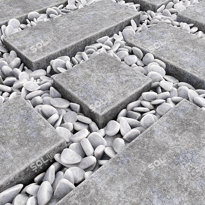 Pebble Area Plate: High Polygon, Detailed Texture 3D model image 2