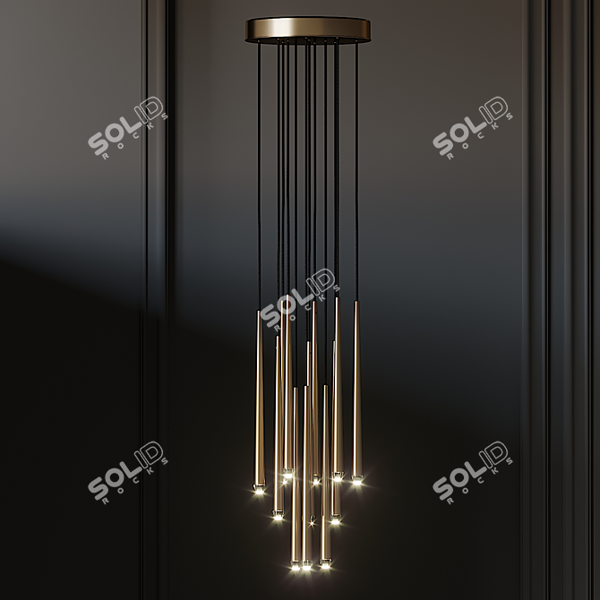 Elegant Aquitaine Round Chandelier 3D model image 2