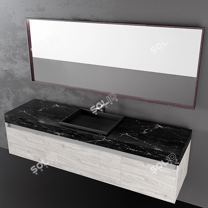 Sleek Hanging Dressing Table with Mirror 3D model image 2