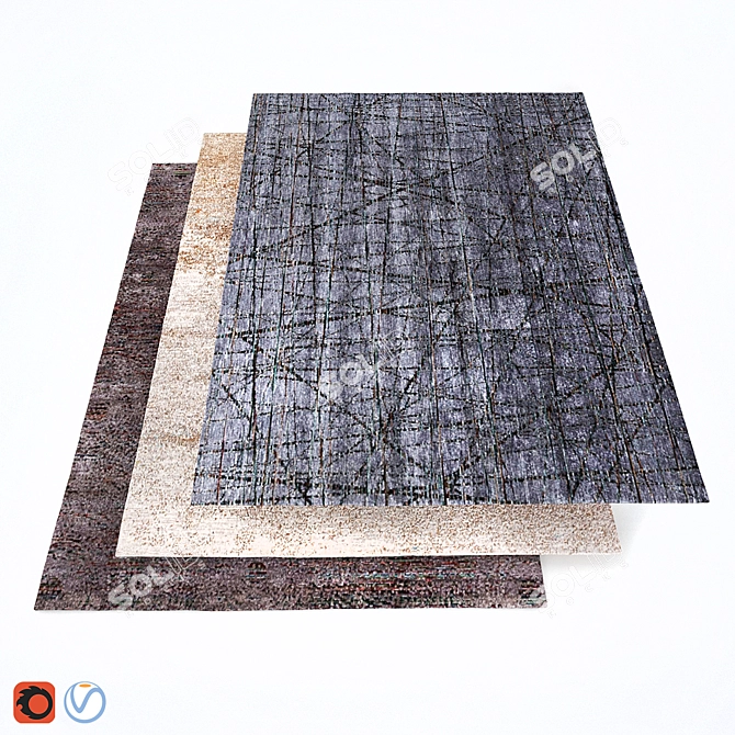 Luxury Silk & Wool Blend Himalayan Carpet 3D model image 1