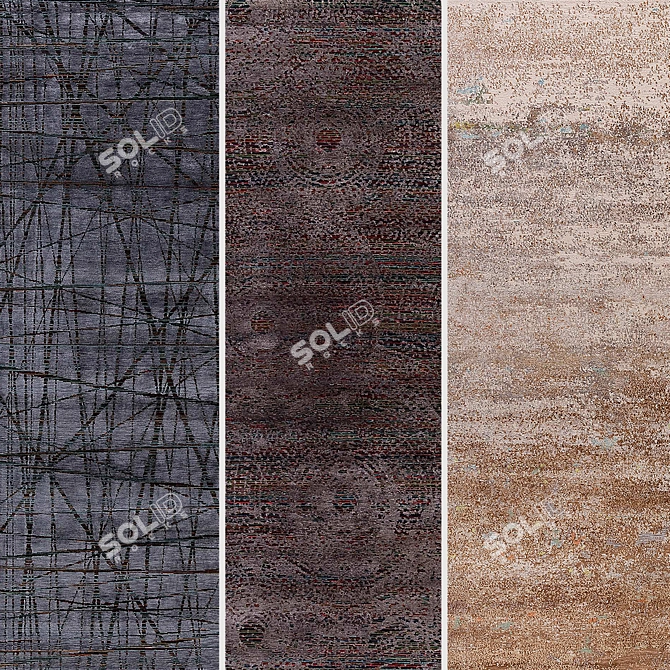 Luxury Silk & Wool Blend Himalayan Carpet 3D model image 2