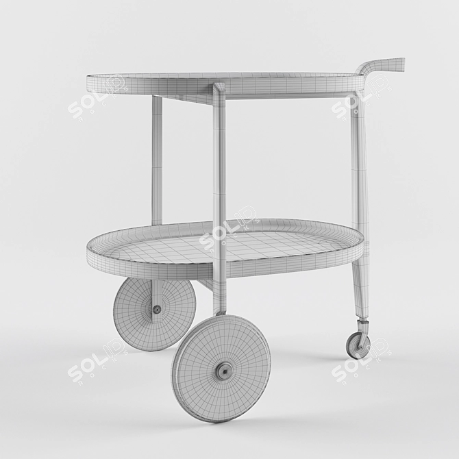 Elegant Mobile Bar Trolley 3D model image 3