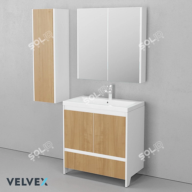 Modern Velvet Klaufs Bathroom Set 3D model image 1