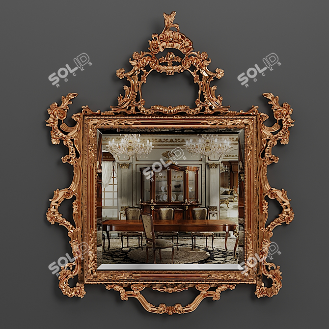 Elegant Baroque Mirror - Bella Vita 3D model image 1