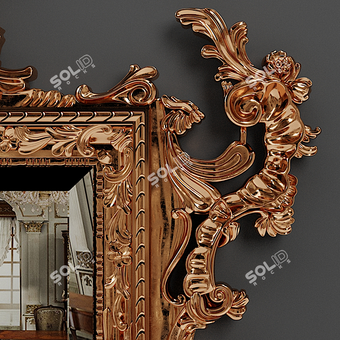 Elegant Baroque Mirror - Bella Vita 3D model image 3