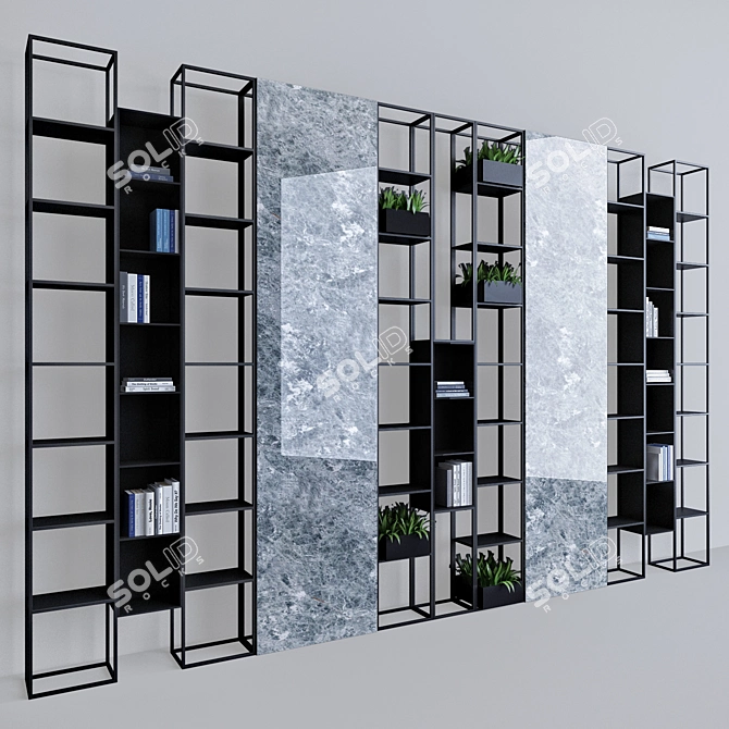 Sleek Metal & Marble Shelf 3D model image 1