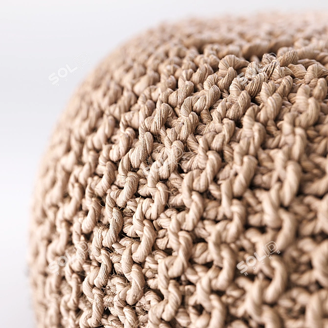 BISHO Wicker Pouf: Stylish and Versatile 3D model image 2