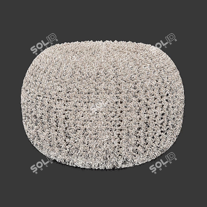 BISHO Wicker Pouf: Stylish and Versatile 3D model image 3