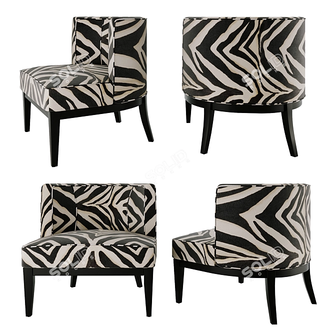 Elegant Zebra Print Chair 3D model image 2