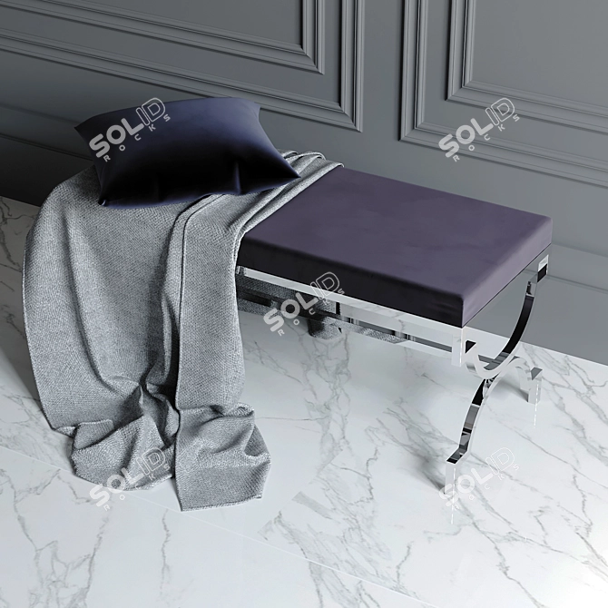 Velvet Upholstered Bench - Garda Decor 3D model image 2