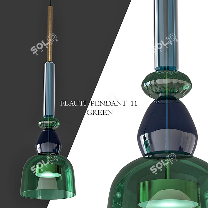 Elegant Green Pendant Necklace 3D model image 1