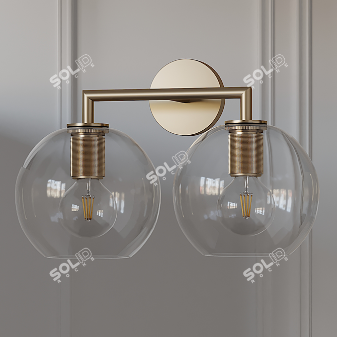 Elegant Double Sconce with Globe Shade 3D model image 1