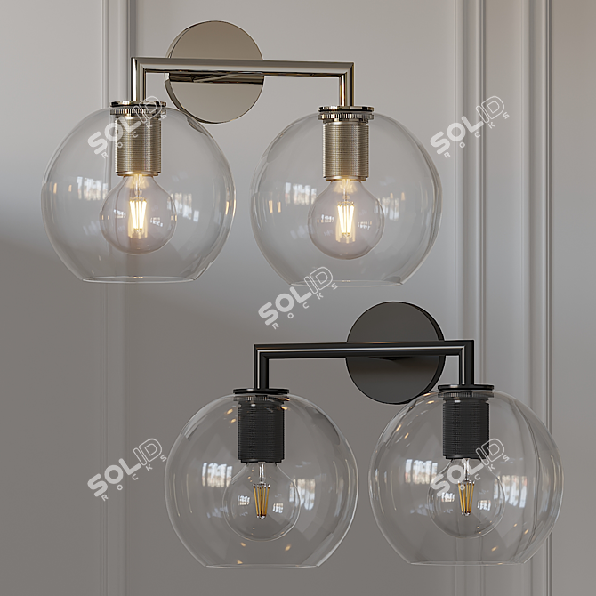 Elegant Double Sconce with Globe Shade 3D model image 2